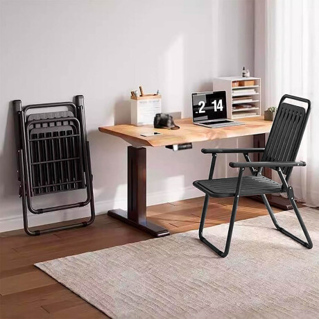 Set X4 Silla Plegable Metal Jardín Patio Exterior Negro