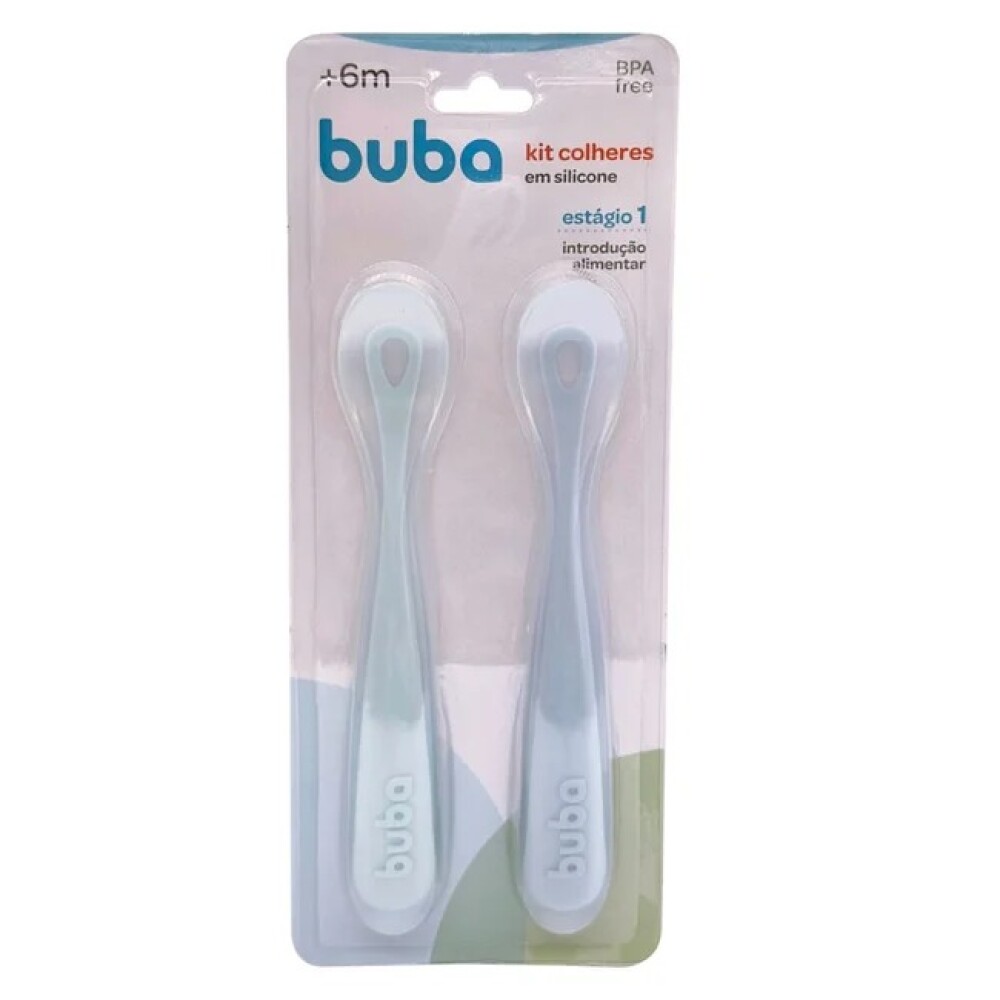 Set x2 cucharas fase 1 BUBA silicona celeste