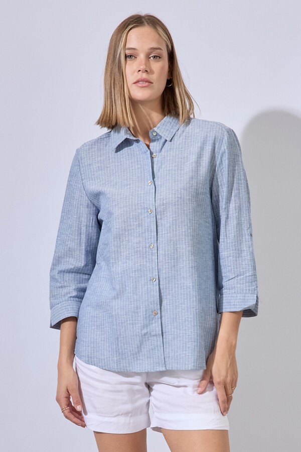 Blusa Lino Stripes AZUL