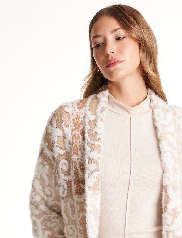 Cardigan Mohair Arabescos BEIGE/MULTI