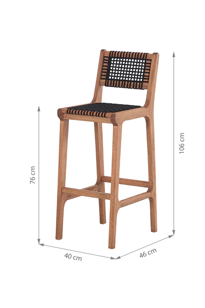 TRACO BANQUETA BANQUETA ALTA TRACO CUERDA NEGRA 40x46x106/75CM JATOBA