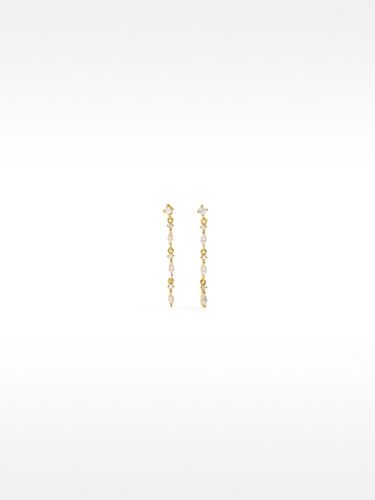 Pendientes Con Circonitas Y Perlas - Plata De Ley 925 dorado
