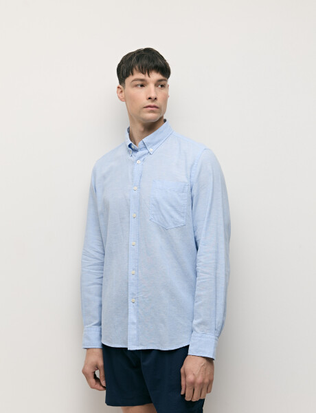 011665 CAMISA DE LINO HARRINGTON LABEL Celeste