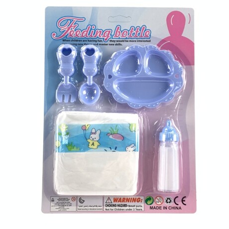 Set de Juguete para Bebote Pañal Plato Cubiertos Mamadera 001