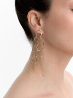 Pendientes Largos Con Aros Entrecruzados dorado