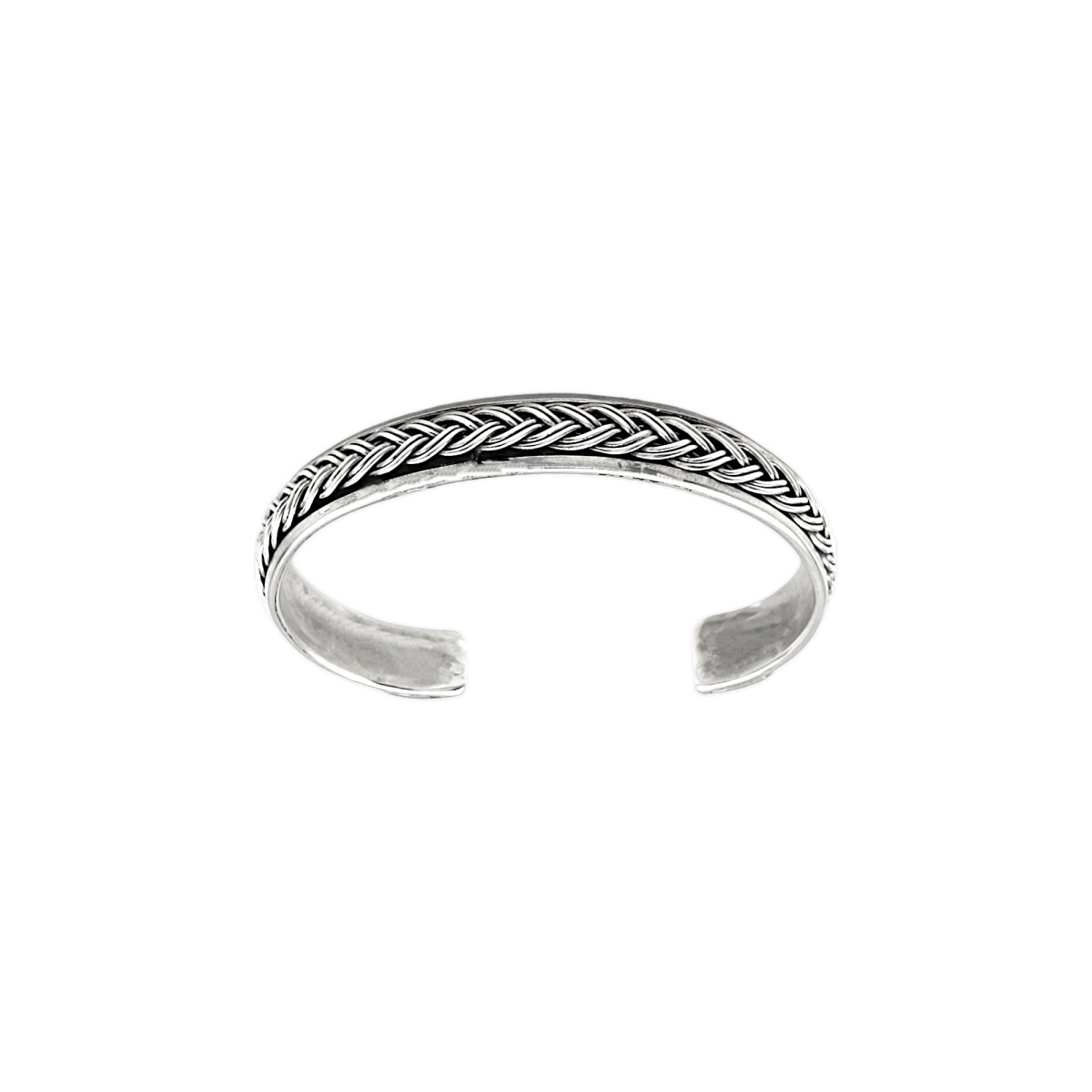 Brazalete trenzado con borde-Plata 925-Sin Piedra-BR3012 - sinpiedra 