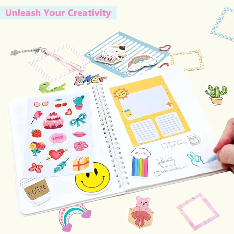 Set De Papelería Infantil Ondas De Colores Fucsia