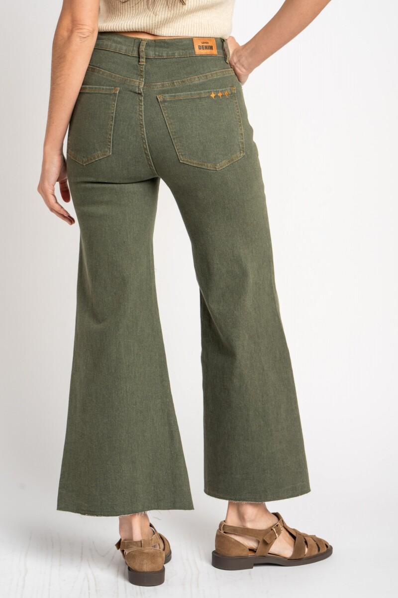 Flare Wide Leg Lavado Oliva