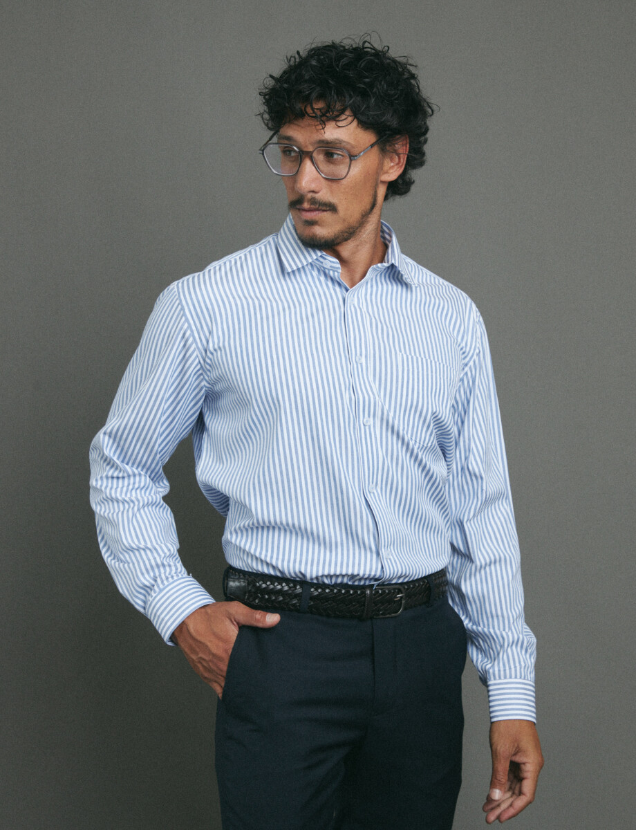 012678 CAMISA HARRINGTON LABEL Blanco/celeste