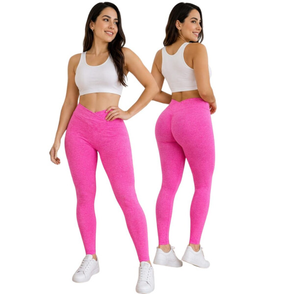 Calza tiro alto Push-Up Jaspeada Calza V Rosa