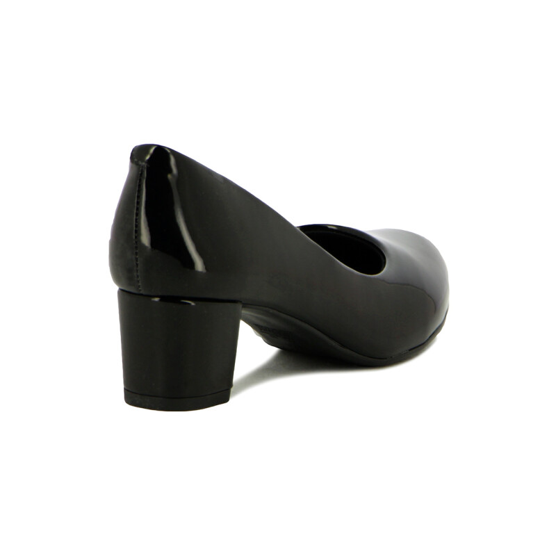 Zapato Mujer Beira Rio Verniz Taco Cuadrado Negro