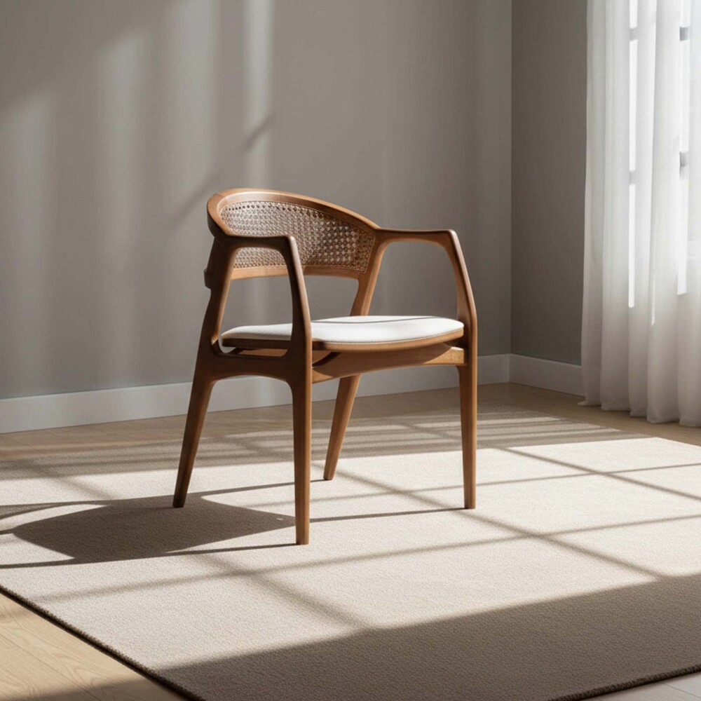 SILLA DE COMEDOR MADERA-Y-TELA NATURAL-BEIGE CARLO