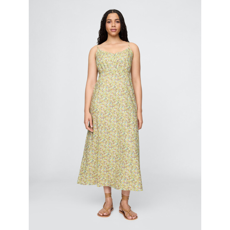 SL BTN FT SLIP MAXI DRESS YELLOW PRINT