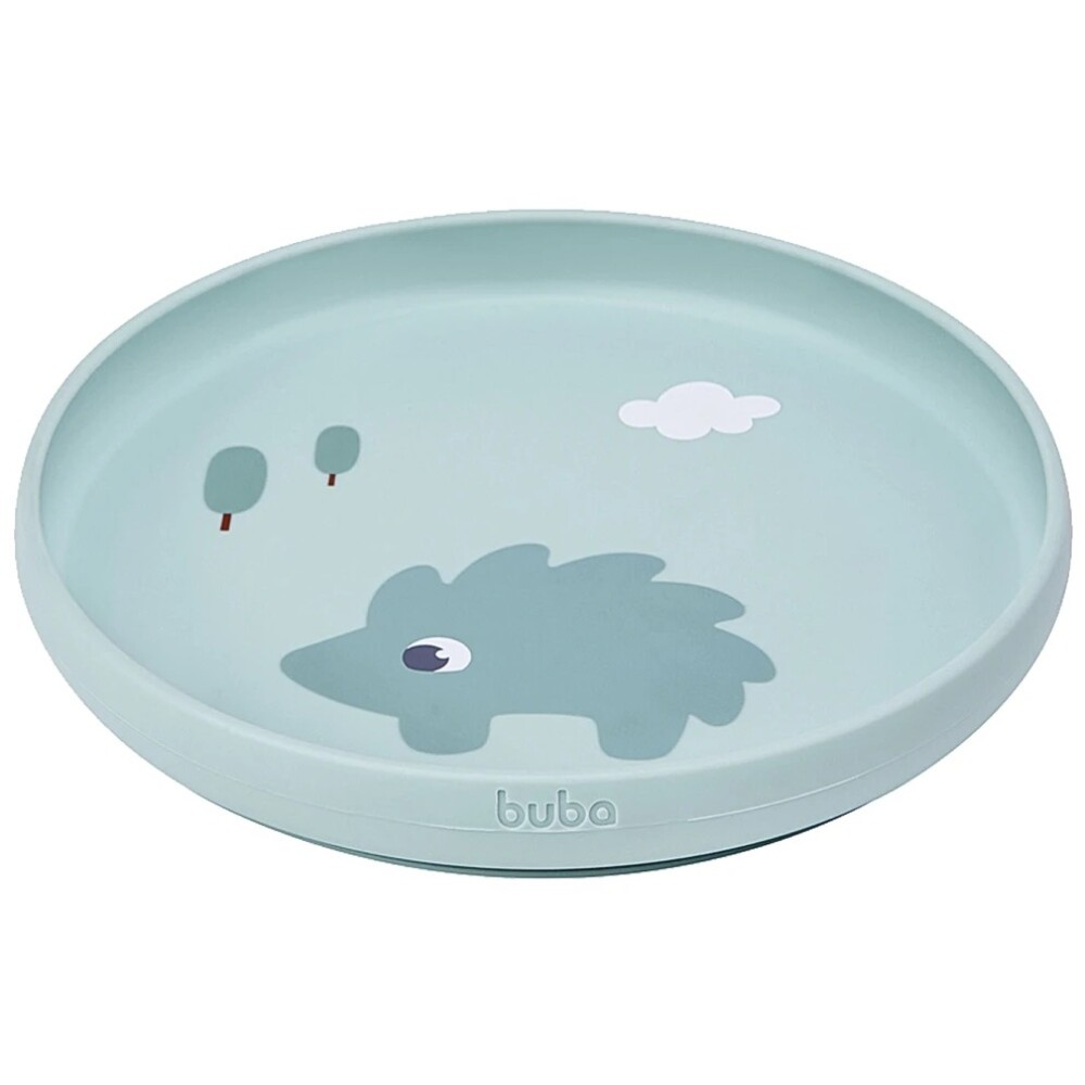 Plato con ventosa BUBA cloudy verde