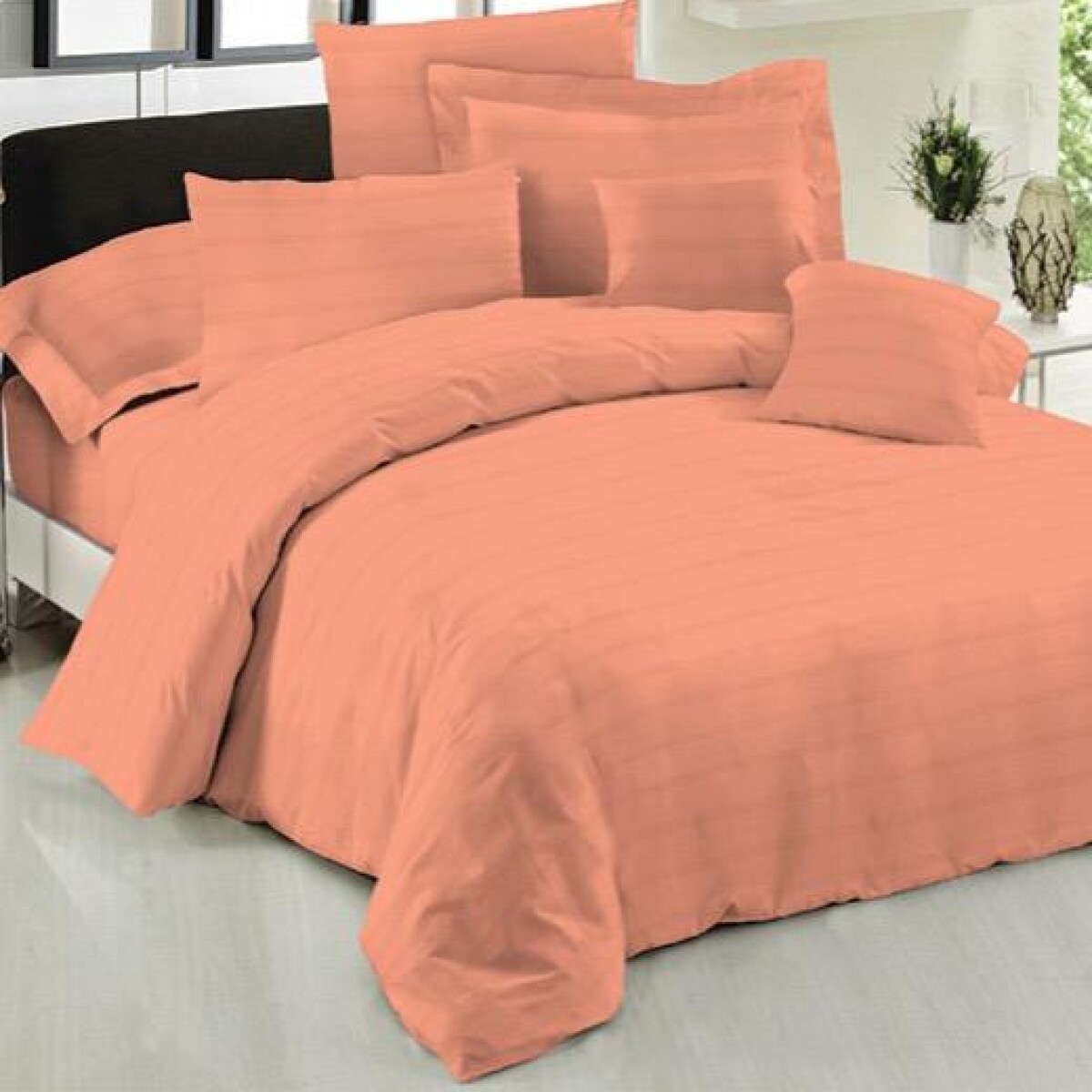 Juego De Sábanas 1 Plaza QUEEN Cotton Flor - SALMON 