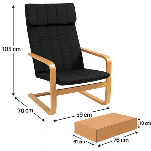 Sillón Individual Flex Negro de Diseño Nórdico con Estructura de Madera – Ideal para Living, Dormitorio u Oficina Sillón Individual Flex Negro de Diseño Nórdico con Estructura de Madera – Ideal para Living, Dormitorio u Oficina