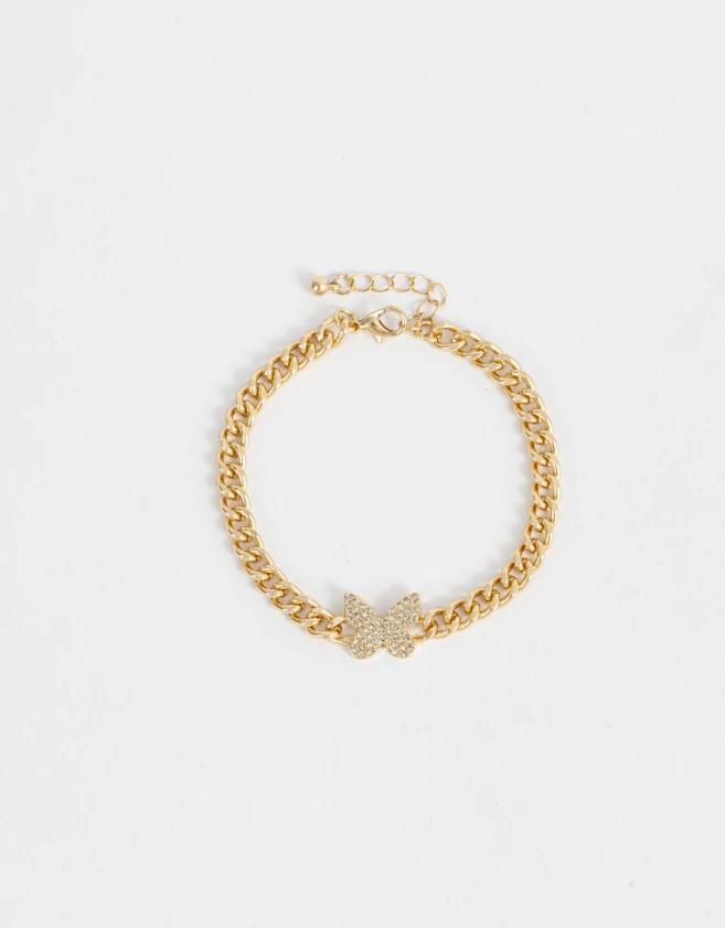 Pulseras Flexibles Con Mariposas Pulsera Con Mariposa - Dorado