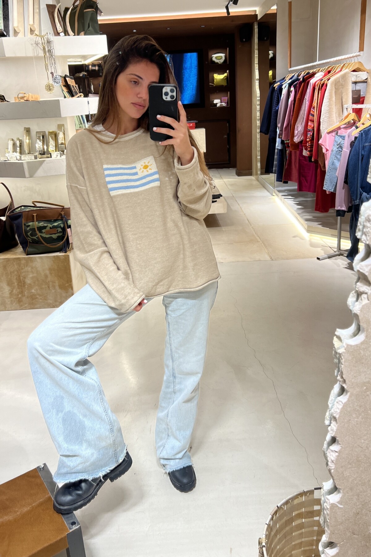 Sweater Flag Uruguay Beige