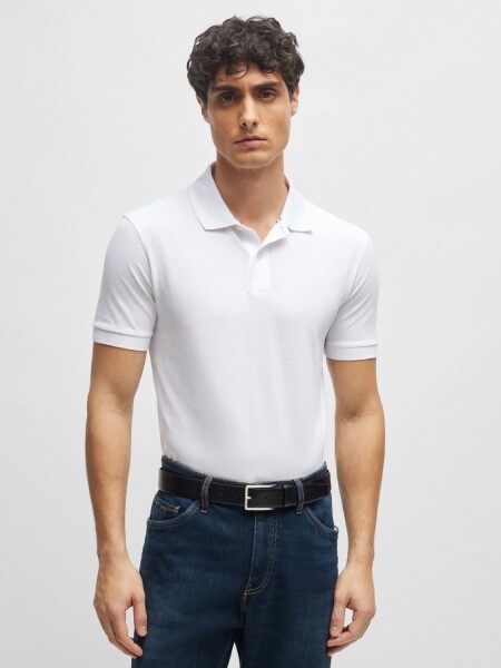 Hugo Boss - Remera Polo en piqué de algodón Blanco