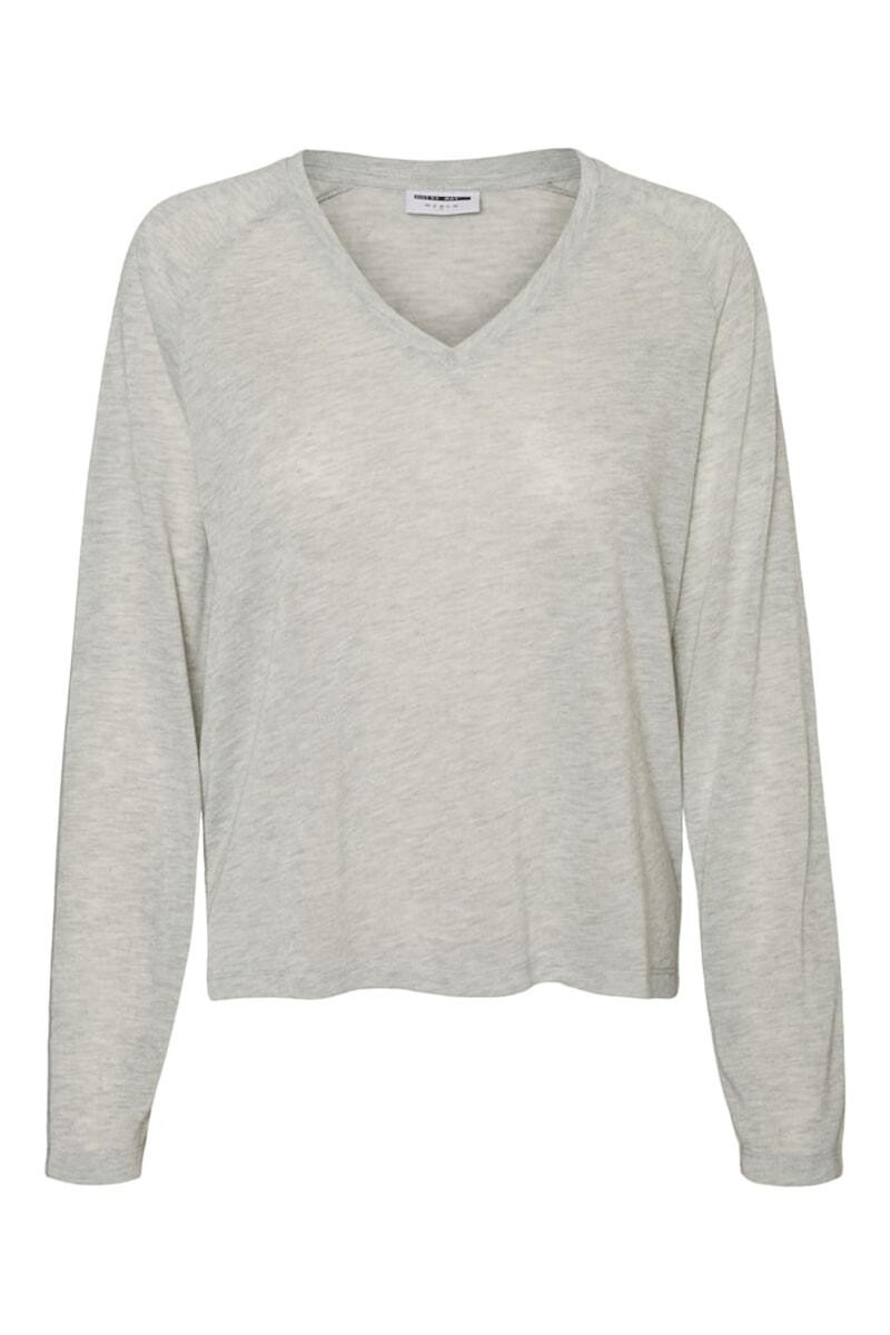 Sweater Liviano Molly Cuello En V - Light Grey Melange 