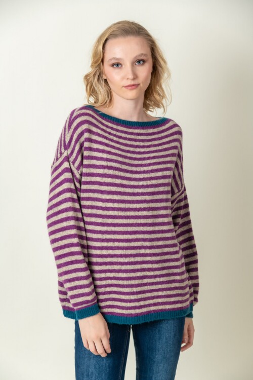Sweater lana combinado Violeta