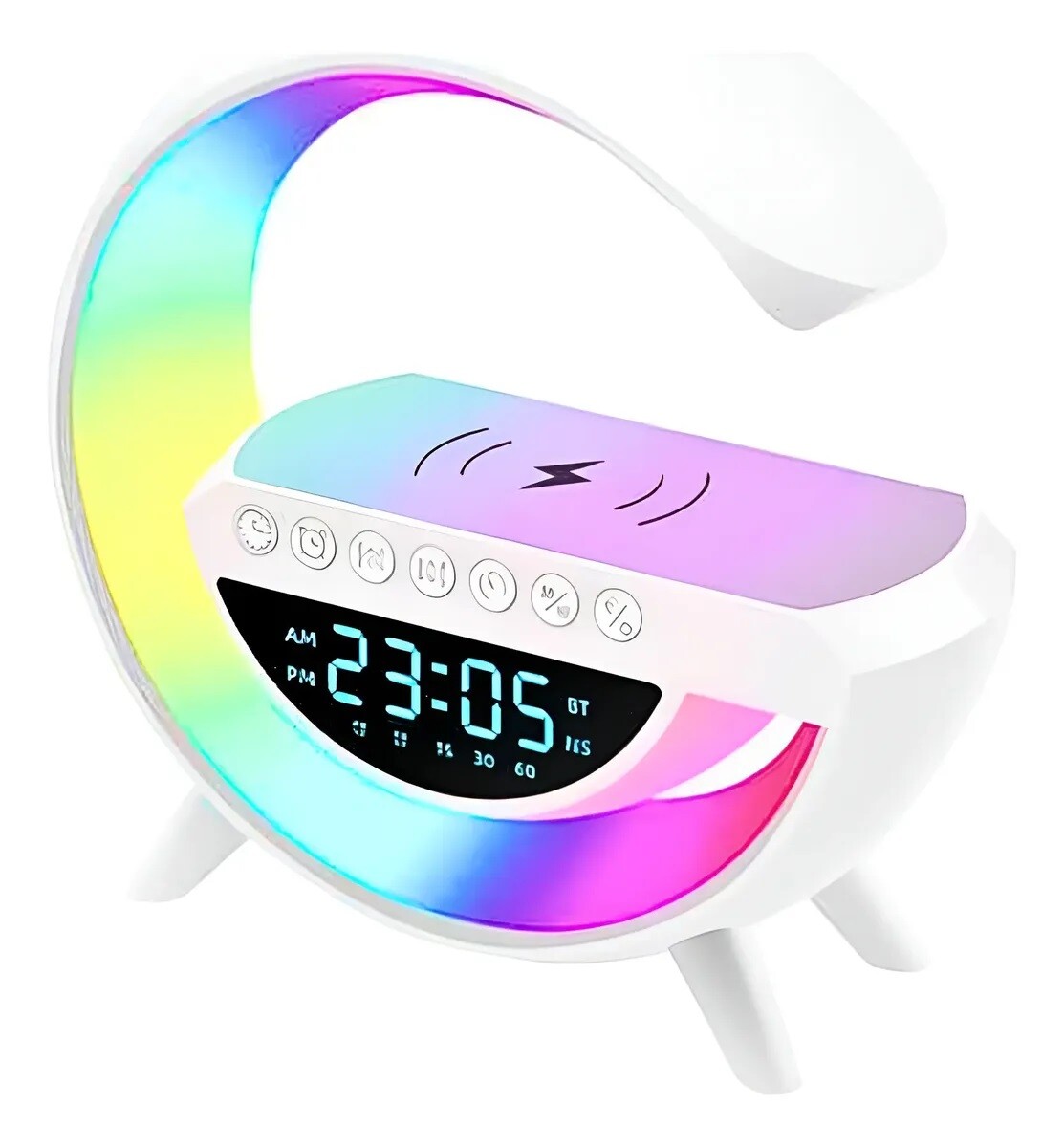 Lámpara Smart Parlante Con Reloj Digital 5 En 1 