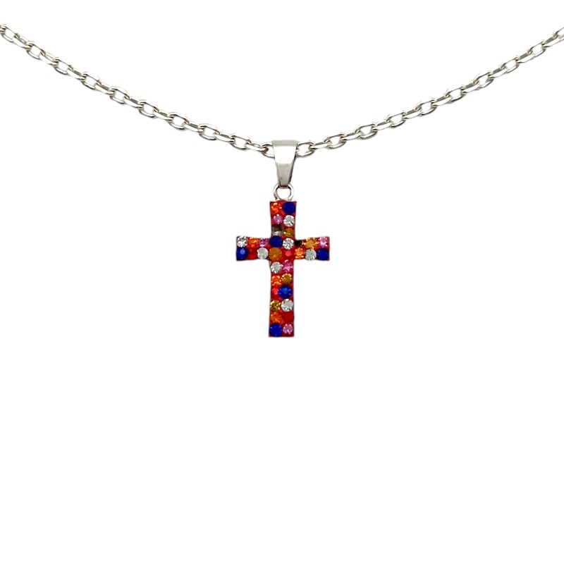 Dije Cruz-Plata 925-Resina y strass-CP3290 sinpiedra