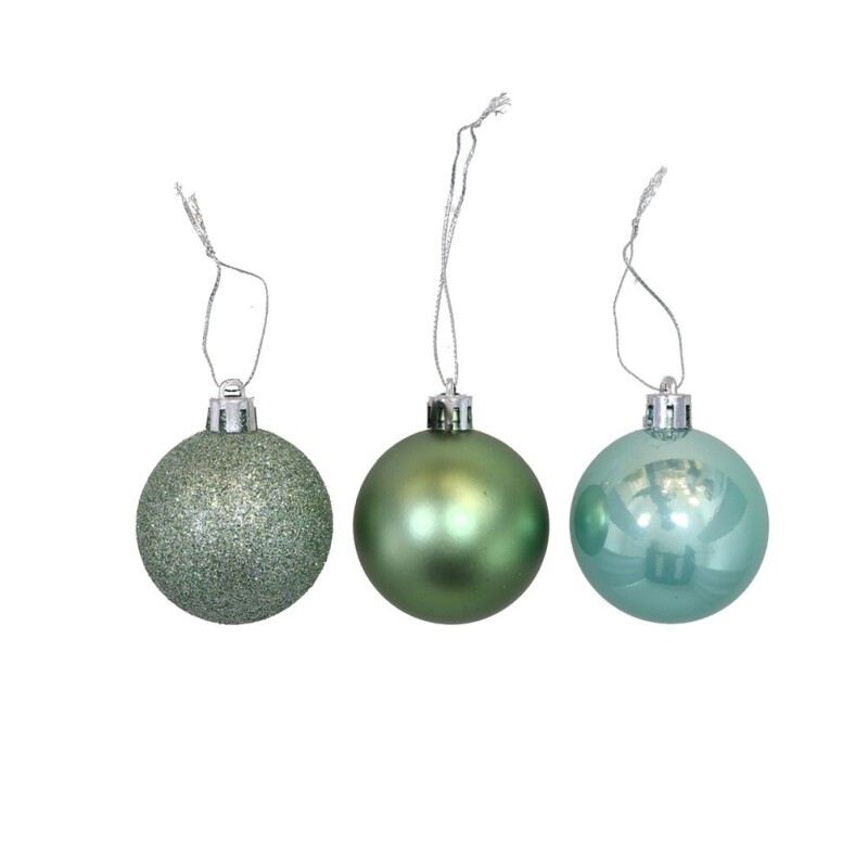 Esferas Navideñas Verdes 5 cm – Caja x16 GE BOLA DE NAVIDAD X 16 CAJA MOTLEY VERDE 5CM