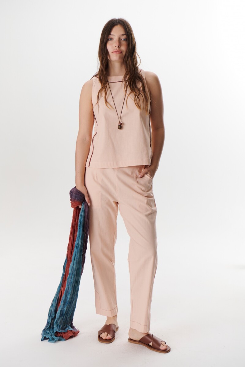 PANTALON LINO STRECH ROSA