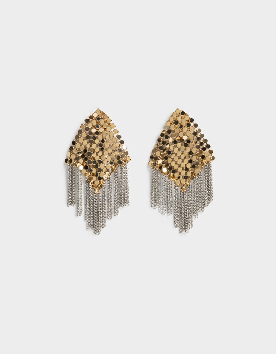 Aros Colgantes Largos Con Malla Y Cadenas 