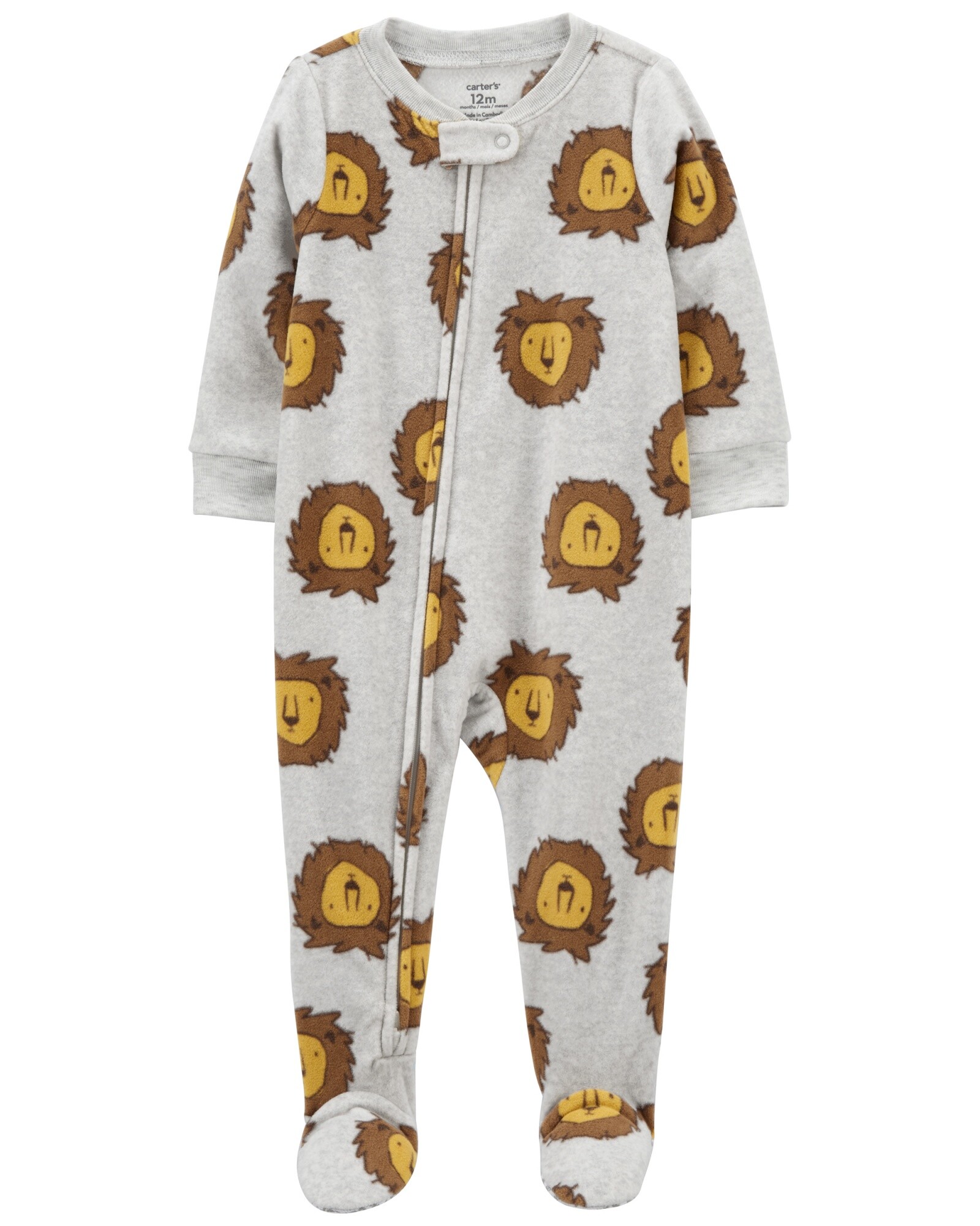 Pijama una pieza de micropolar, con pie, diseño leones Sin color