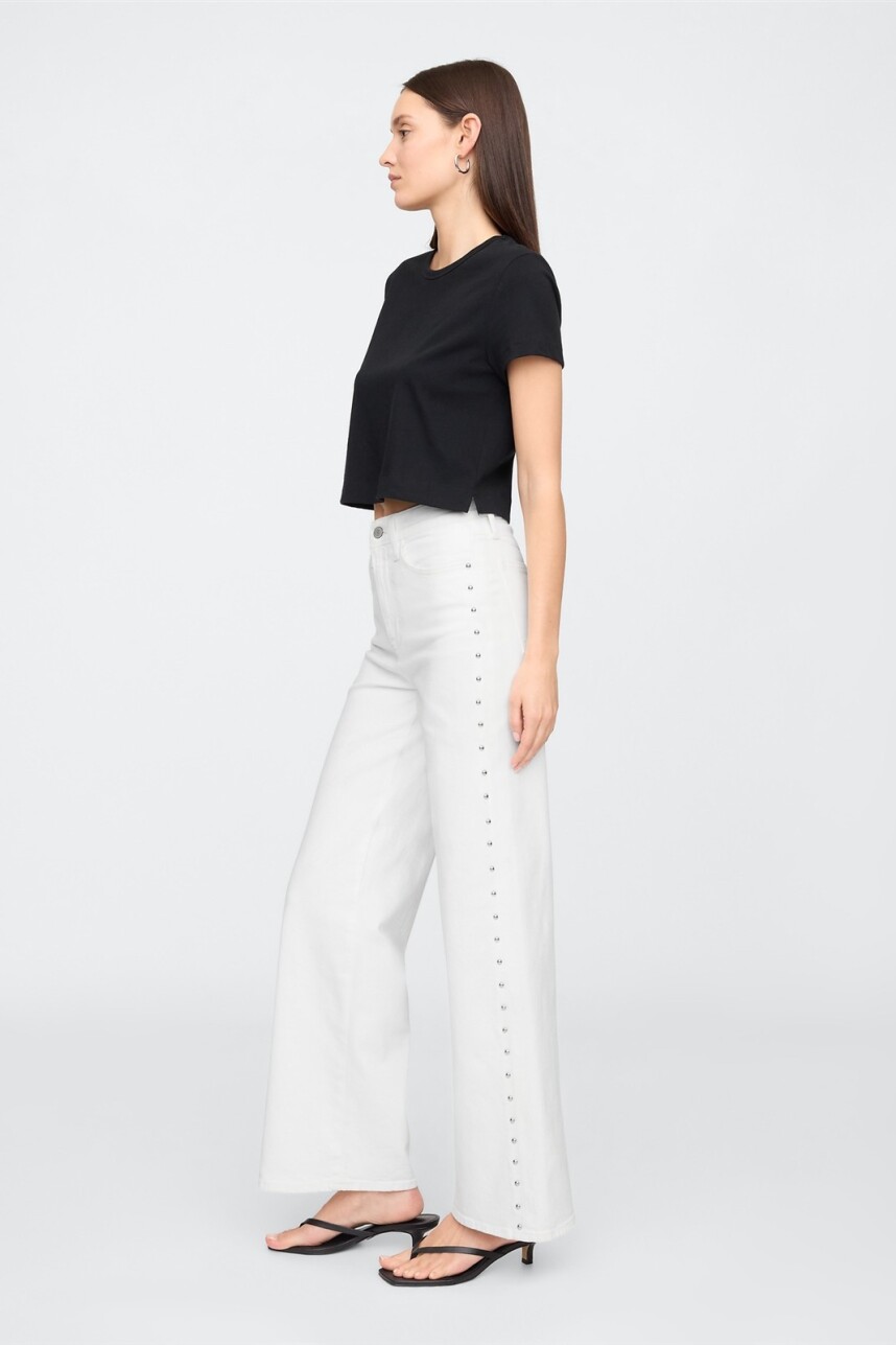 Jean Wide Leg Con Tachas Mujer Bright White