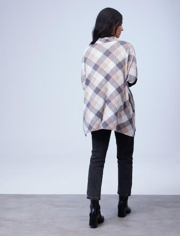 Cardigan Oversized Zip MULTI/BEIGE