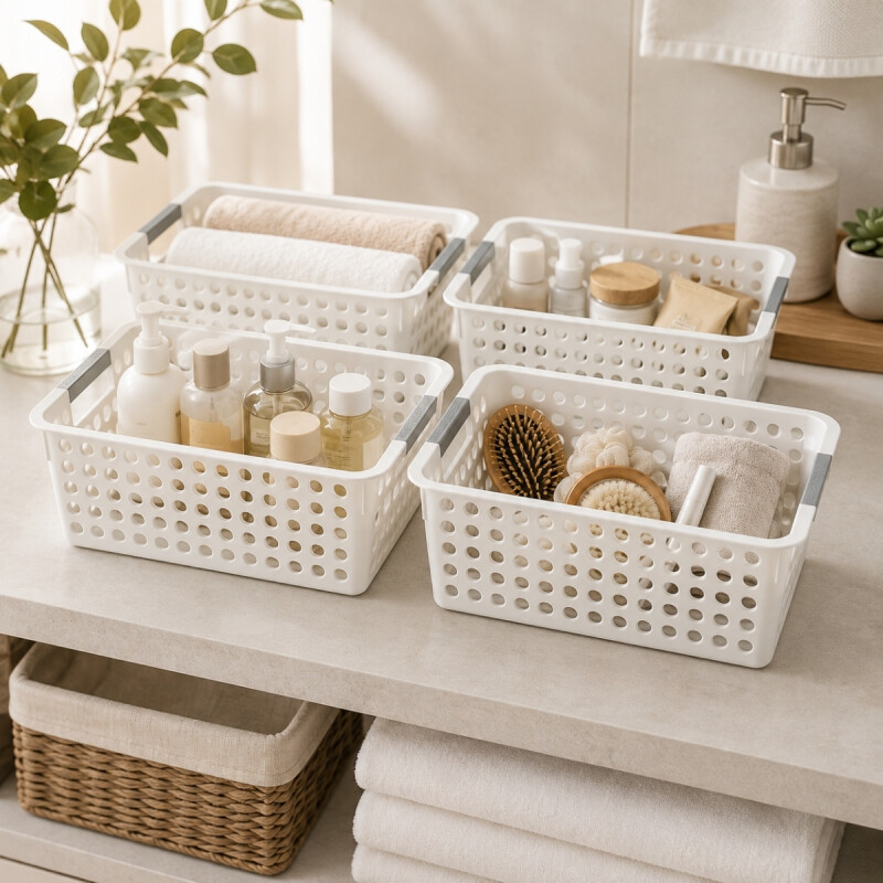 Set x4 Cesto Calado S 27 x17,5 x8 cm BLANCO