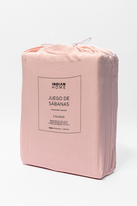 Sábanas 2 Plazas Microfibra Washed Durazno