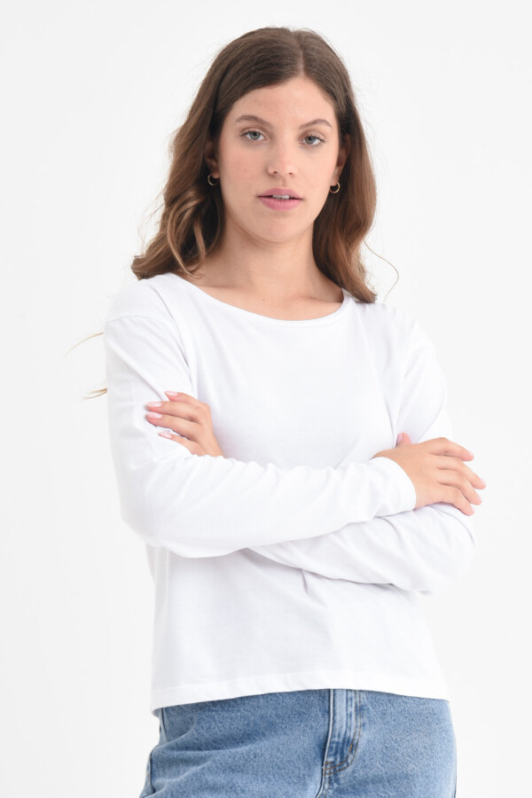 Camiseta manga larga basica algodón orgánico Blanco