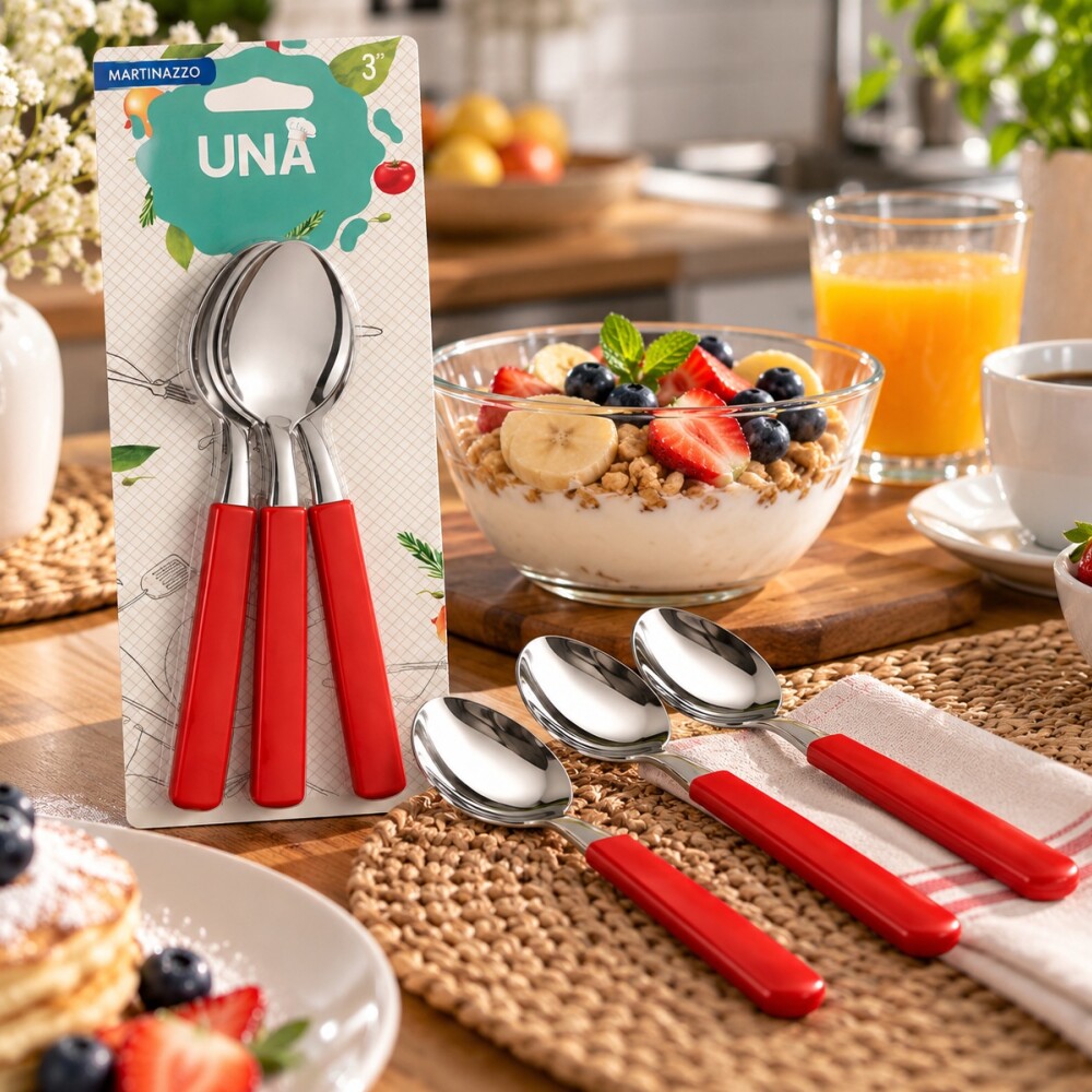 UNA Set 3 Cucharas te M.Plastico Rojo 83345/8 UNA Set 3 Cucharas te M.Plastico Rojo 83345/8