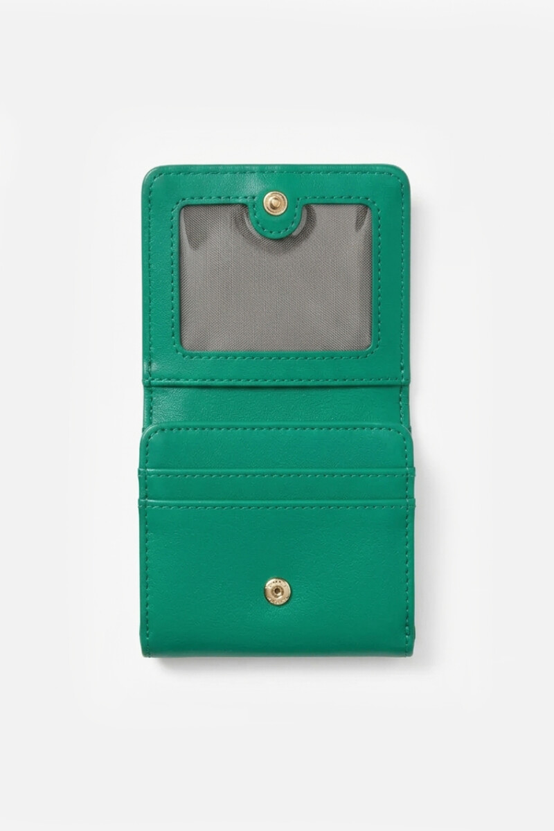 Billetera pespunte con cierre verde
