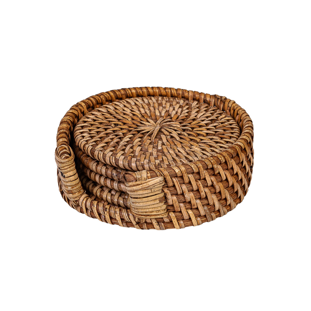 SET 4 POSAVASOS - RATTAN MARRON CRRT 1405 