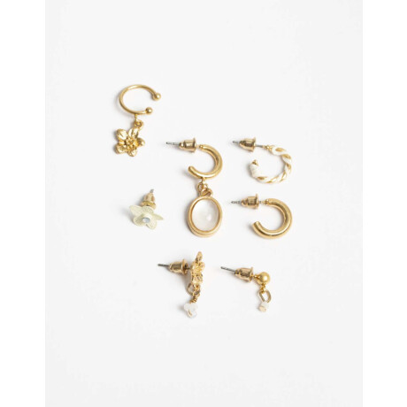 Set 7 Aros Tematica Floral Dorado Oro Amarillo