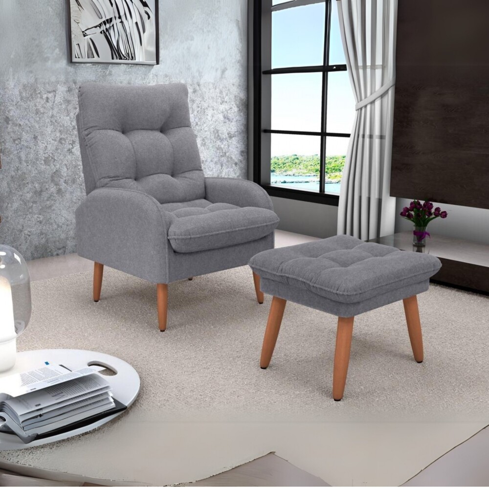 Combo Poltrona con Puf - Nantes Gris