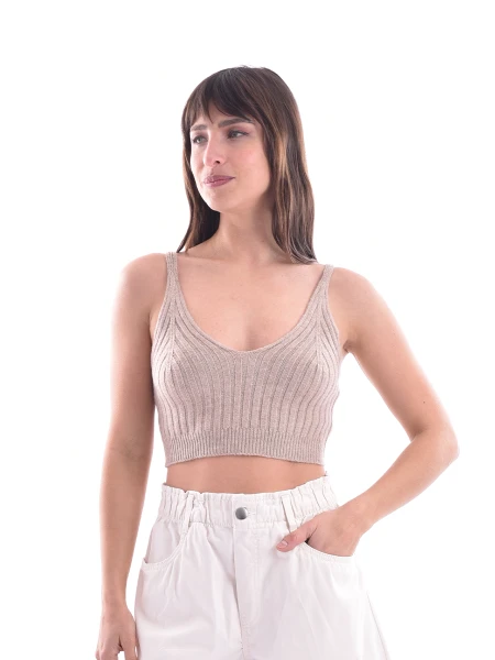MUSCULOSA TEJIDA JOSEFINA CREMA