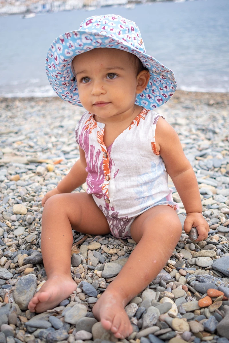 BABY LINEN TANK ONESIE Jelly White