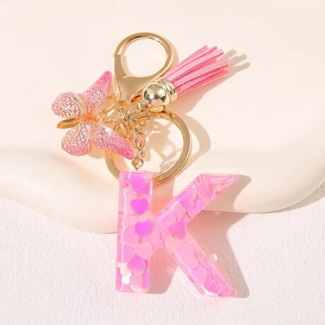 Llavero de letras K rosa