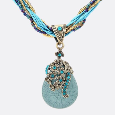 Collar Gema Mujer Varios Colores Celeste
