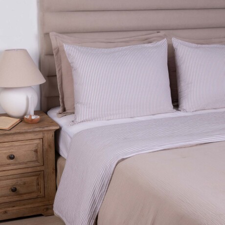 JUEGO SÁBANAS 2 PLAZAS ALGODON BLANCO PINSTRIPE 180H BLANCO BEIGE