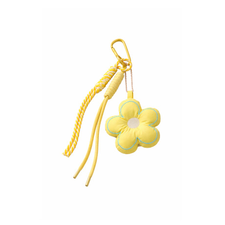 Llavero con Flor y Cuerdas Amarillo