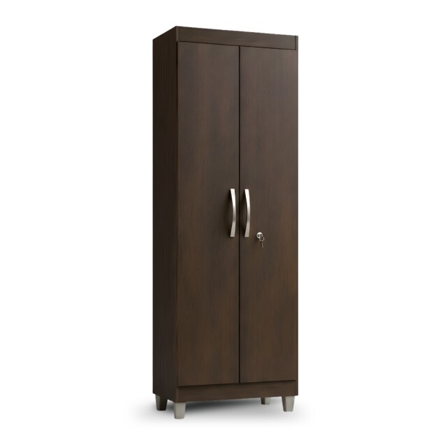 ROPERO 2 PUERTAS GUARDARROPA ARMARIO PLACARD CLOSET MULTIUSO CON LLAVE NOGAL
