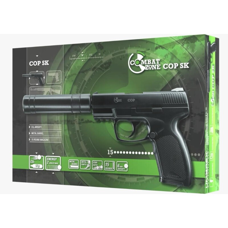 Pistola Airsoft 6mm Combat Zone Cop Sk Pistola Airsoft 6mm Combat Zone Cop Sk