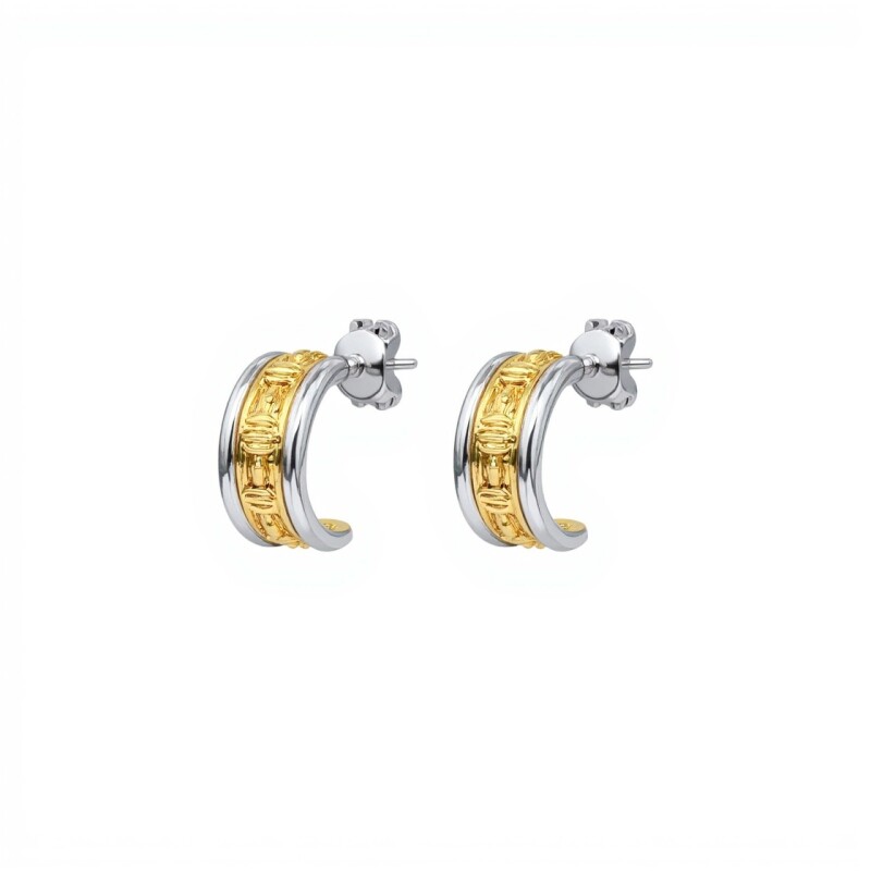 Caravanas Medio Aro - Plata y oro- Sin Piedra -CA5152 sinpiedra